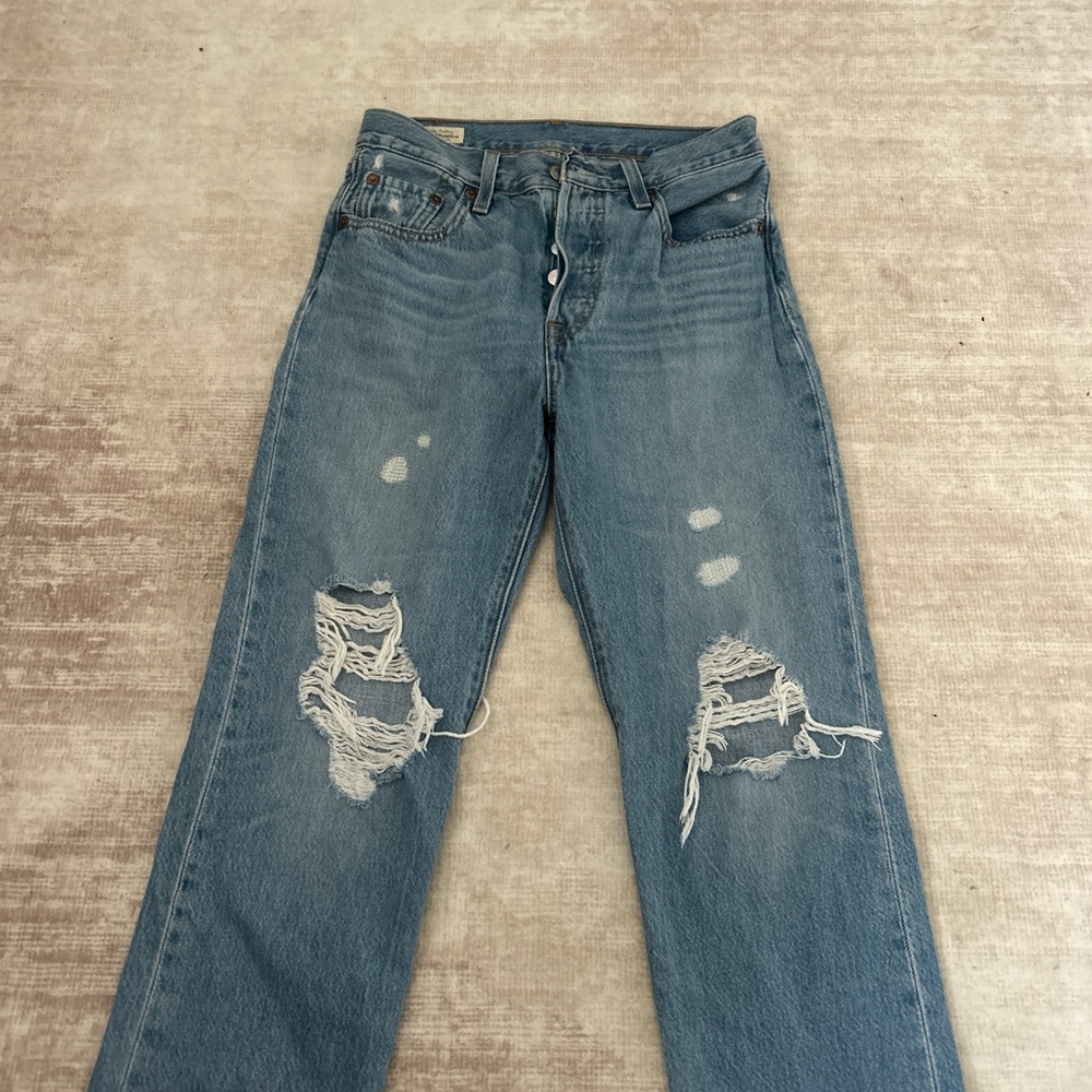 Levi's Light Blue Distressed Boyfriend Jeans